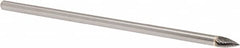 Made in USA - 1/4" Cut Diam, 1/4" Shank Diam, Tree Head Double Cut Burr - Carbide, Point End, 1/2" LOC, 6" OAL - Americas Industrial Supply