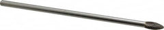 Made in USA - 5/16" Cut Diam, 1/4" Shank Diam, Flame Head Double Cut Burr - Carbide, Radius End, 3/4" LOC, 6" OAL - Americas Industrial Supply