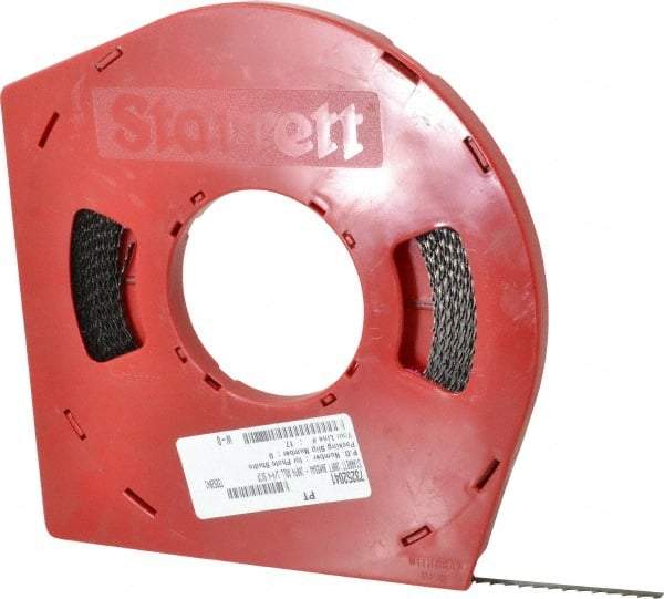 Starrett - 1/4" x 100' x 0.025" Carbon Steel Band Saw Blade Coil Stock - 4 TPI, Toothed Edge, Skip Form, Raker Set, Flexible Back, No Rake Angle, Constant Pitch, Contour Cutting - Americas Industrial Supply