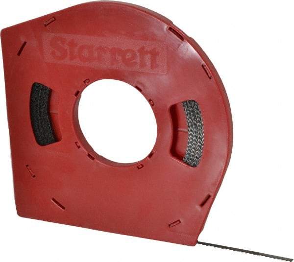 Starrett - 1/4" x 100' x 0.025" Carbon Steel Band Saw Blade Coil Stock - 6 TPI, Toothed Edge, Hook Form, Raker Set, Flexible Back, Positive Angle, Constant Pitch, Contour Cutting - Americas Industrial Supply