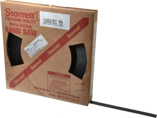 Starrett - 3/4" x 100' x 0.032" Carbon Steel Band Saw Blade Coil Stock - 10 TPI, Toothed Edge, Straight Form, Raker Set, Flexible Back, No Rake Angle, Constant Pitch, Contour Cutting - Americas Industrial Supply