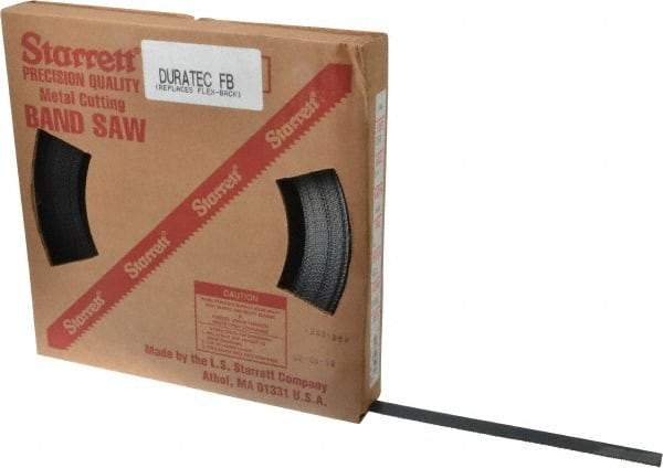 Starrett - 3/4" x 100' x 0.032" Carbon Steel Band Saw Blade Coil Stock - 14 TPI, Toothed Edge, Straight Form, Raker Set, Flexible Back, No Rake Angle, Constant Pitch, Contour Cutting - Americas Industrial Supply