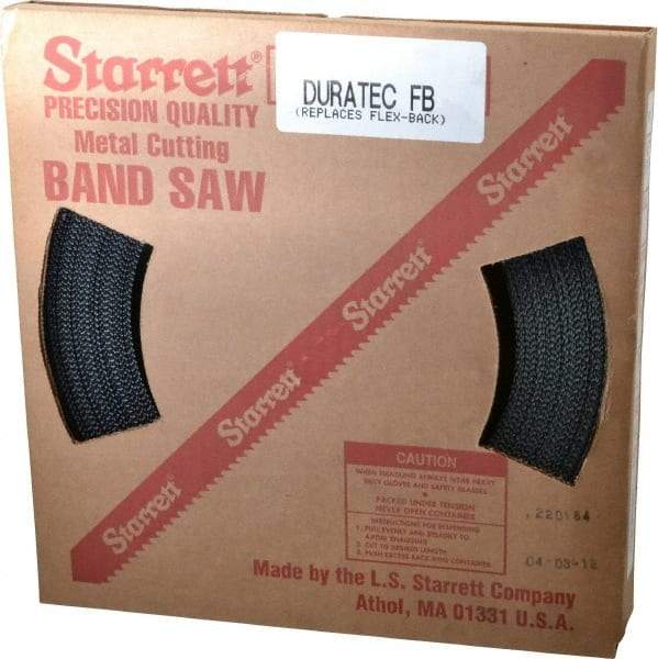 Starrett - 1" x 100' x 0.035" Carbon Steel Band Saw Blade Coil Stock - 8 TPI, Toothed Edge, Straight Form, Raker Set, Flexible Back, No Rake Angle, Constant Pitch, Contour Cutting - Americas Industrial Supply