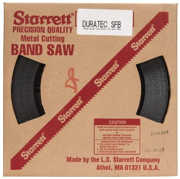 Starrett - 1" x 100' x 0.035" Carbon Steel Band Saw Blade Coil Stock - 14 TPI, Toothed Edge, Straight Form, Raker Set, Flexible Back, No Rake Angle, Constant Pitch, Contour Cutting - Americas Industrial Supply