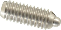 Gibraltar - 10-32, 0.468" Thread Length, 0.065" Plunger Projection, Stainless Steel Threaded Spring Plunger - 0.093" Max Plunger Diam, 0.468" Plunger Length, 1.7 Lb Init End Force, 6.2 Lb Final End Force - Americas Industrial Supply