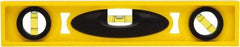 Stanley - 12" Long 3 Vial I-Beam Level - ABS Plastic, Yellow, 1 45°, 1 Level & 1 Plumb Vials - Americas Industrial Supply