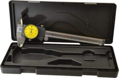 Mitutoyo - 0mm to 150mm Range, 0.01 mm Graduation, 1mm per Revolution, Dial Caliper - Yellow Face, 40mm Jaw Length, Accurate to 0.03mm - Americas Industrial Supply