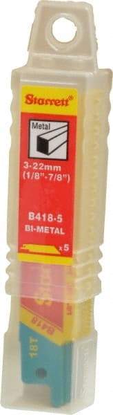Starrett - 4" Long x 3/4" Thick, Bi-Metal Reciprocating Saw Blade - Straight Profile, 18 TPI, Toothed Edge, Universal Shank - Americas Industrial Supply
