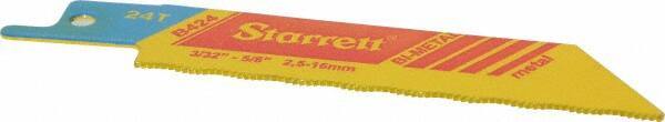 Starrett - 4" Long x 3/4" Thick, Bi-Metal Reciprocating Saw Blade - Straight Profile, 24 TPI, Toothed Edge, Universal Shank - Americas Industrial Supply