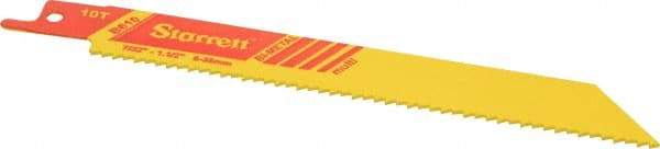 Starrett - 6" Long x 3/4" Thick, Bi-Metal Reciprocating Saw Blade - Straight Profile, 10 TPI, Toothed Edge, Universal Shank - Americas Industrial Supply