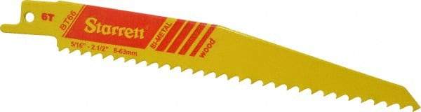 Starrett - 6" Long x 3/4" Thick, Bi-Metal Reciprocating Saw Blade - Tapered Profile, 6 TPI, Toothed Edge, Universal Shank - Americas Industrial Supply