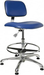 Bevco - Clean Room Swivel Chair - 20" Wide x 17" Deep, Vinyl Seat, Blue - Americas Industrial Supply