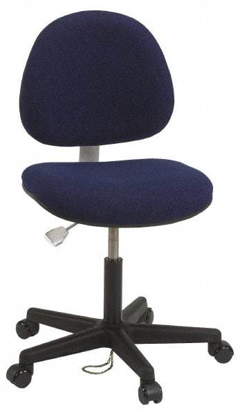 Bevco - ESD Swivel Chair with Back Rest - 18" Wide x 18" Deep, Conductive Cloth Seat, Navy Blue - Americas Industrial Supply