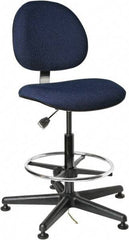 Bevco - ESD Swivel Stool - 18" Wide x 18" Deep, Conductive Cloth Seat, Navy Blue - Americas Industrial Supply