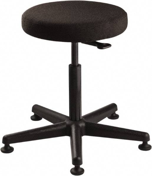 Bevco - 15" Wide x 15" Deep x 24 to 34" High, Reinforced Plastic Base, Adjustable Seat Stool - Fabric Seat, Black - Americas Industrial Supply