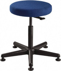 Bevco - 15" Wide x 15" Deep x 24 to 34" High, Reinforced Plastic Base, Adjustable Seat Stool - Fabric Seat, Blue - Americas Industrial Supply