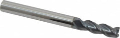 Accupro - 1/4", 3 Flute, Single End, Solid Carbide, 0.01" Corner Radius End Mill - 2-1/2" OAL, 40° Helix, Right Hand Flute, 3/4" LOC, Right Hand Cut - Americas Industrial Supply