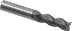 Accupro - 3/8", 3 Flute, Single End, Solid Carbide, 0.015" Corner Radius End Mill - 2-1/2" OAL, 40° Helix, Right Hand Flute, 7/8" LOC, Right Hand Cut - Americas Industrial Supply