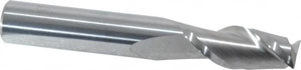 Accupro - 3/8", 2 Flute, Single End, Solid Carbide, 0.02" Corner Radius End Mill - 2-1/2" OAL, 40° Helix, Right Hand Flute, 7/8" LOC, Right Hand Cut - Americas Industrial Supply