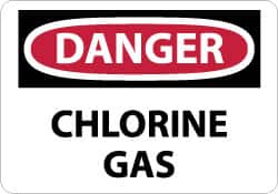 NMC - "Danger - Chlorine Gas", 10" Long x 14" Wide, Rigid Plastic Safety Sign - Rectangle, 0.05" Thick, Use for Hazardous Materials - Americas Industrial Supply