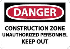 NMC - "Danger - Construction Site - Unauthorized Persons - Keep Out", 10" Long x 14" Wide, Rigid Plastic Safety Sign - Rectangle, 0.05" Thick, Use for Security & Admittance - Americas Industrial Supply