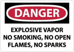 NMC - "Danger - Explosive Vapor - No Smoking, No Open Flames, No Sparks", 10" Long x 14" Wide, Rigid Plastic Safety Sign - Rectangle, 0.05" Thick, Use for Accident Prevention - Americas Industrial Supply