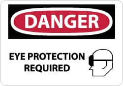 NMC - "Danger - Eye Protection Required", 10" Long x 14" Wide, Rigid Plastic Safety Sign - Rectangle, 0.05" Thick, Use for Accident Prevention - Americas Industrial Supply