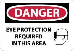 NMC - "Danger - Eye Protection Required in This Area", 10" Long x 14" Wide, Rigid Plastic Safety Sign - Rectangle, 0.05" Thick, Use for Accident Prevention - Americas Industrial Supply