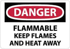 NMC - "Danger - Flammable - Keep Flames and Heat Away", 10" Long x 14" Wide, Rigid Plastic Safety Sign - Rectangle, 0.05" Thick, Use for Hazardous Materials - Americas Industrial Supply