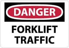 NMC - "Danger - Forklift Traffic", 10" Long x 14" Wide, Rigid Plastic Safety Sign - Rectangle, 0.05" Thick, Use for Accident Prevention - Americas Industrial Supply