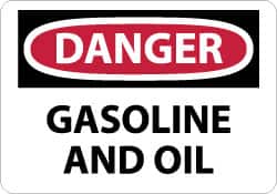 NMC - "Danger - Gasoline and Oil", 10" Long x 14" Wide, Rigid Plastic Safety Sign - Rectangle, 0.05" Thick, Use for Hazardous Materials - Americas Industrial Supply