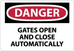 NMC - "Danger - Gates Open and Close Automatically", 10" Long x 14" Wide, Rigid Plastic Safety Sign - Rectangle, 0.05" Thick, Use for Accident Prevention - Americas Industrial Supply
