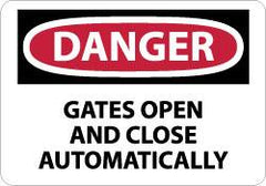 NMC - "Danger - Gates Open and Close Automatically", 10" Long x 14" Wide, Rigid Plastic Safety Sign - Rectangle, 0.05" Thick, Use for Accident Prevention - Americas Industrial Supply