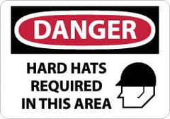 NMC - "Danger - Hard Hats Required in This Area", 14" Long x 20" Wide, Aluminum Safety Sign - Rectangle, 0.04" Thick, Use for Accident Prevention - Americas Industrial Supply