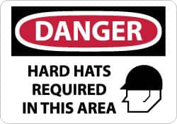 NMC - "Danger - Hard Hats Required in This Area", 20" Long x 28" Wide, Aluminum Safety Sign - Rectangle, 0.04" Thick, Use for Accident Prevention - Americas Industrial Supply