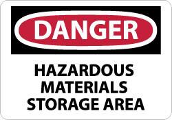 NMC - "Danger - Hazardous Materials Storage Area", 10" Long x 14" Wide, Rigid Plastic Safety Sign - Rectangle, 0.05" Thick, Use for Security & Admittance - Americas Industrial Supply