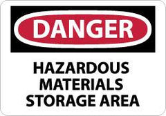NMC - "Danger - Hazardous Materials Storage Area", 10" Long x 14" Wide, Rigid Plastic Safety Sign - Rectangle, 0.05" Thick, Use for Security & Admittance - Americas Industrial Supply