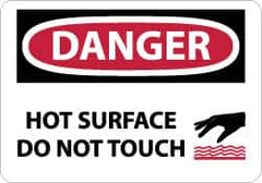 NMC - "Danger - Hot Surface - Do Not Touch", 10" Long x 14" Wide, Rigid Plastic Safety Sign - Rectangle, 0.05" Thick, Use for Accident Prevention - Americas Industrial Supply