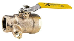 Conbraco - 2" Pipe, Bronze, Straight with Side Tap, Gas Ball Valve - 250 psi WOG Rating, Lever Handle, FNPT x FNPT End Connections, 2 Piece - Americas Industrial Supply