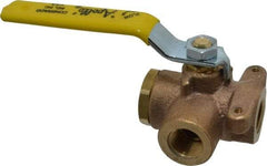 Apollo - 3/8" Pipe, Standard Port, Bronze Standard Ball Valve - Three Way, FNPT x FNPT x FNPT Ends, Lever Handle, 400 WOG - Americas Industrial Supply