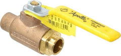 Apollo - 1/2" Pipe, Standard Port, Bronze Standard Ball Valve - Three Way, Soldered x Soldered Ends, Lever Handle, 400 WOG - Americas Industrial Supply
