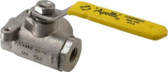 Apollo - 1/4" Pipe, Standard Port, Stainless Steel Standard Ball Valve - 2 Piece, Three Way, FNPT x FNPT Ends, Lever Handle, 800 WOG - Americas Industrial Supply