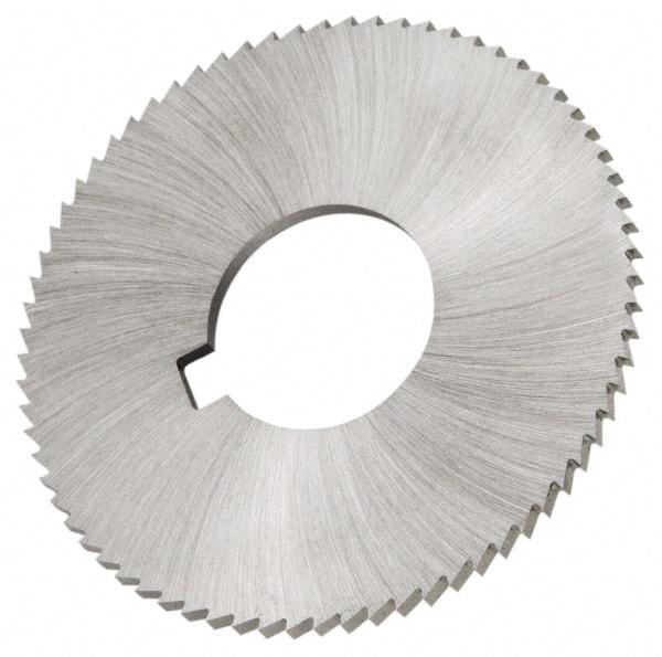 Made in USA - 2-3/4" Diam x 0.057" Blade Thickness x 1" Arbor Hole Diam, 56 Tooth Slitting and Slotting Saw - Arbor Connection, Right Hand, Uncoated, High Speed Steel, Concave Ground, Contains Keyway - Americas Industrial Supply