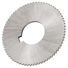 Made in USA - 2-1/4" Diam x 0.014" Blade Thickness x 5/8" Arbor Hole Diam, 60 Tooth Slitting and Slotting Saw - Arbor Connection, Right Hand, Uncoated, High Speed Steel, Concave Ground, Contains Keyway - Americas Industrial Supply