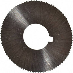 Made in USA - 1-3/4" Diam x 0.01" Blade Thickness x 5/8" Arbor Hole Diam, 90 Tooth Slitting and Slotting Saw - Arbor Connection, Right Hand, Uncoated, High Speed Steel, Concave Ground, Contains Keyway - Americas Industrial Supply