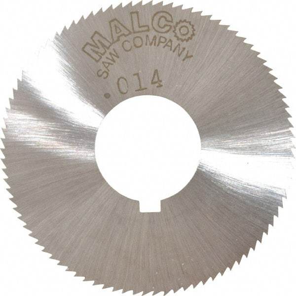 Made in USA - 1-3/4" Diam x 0.014" Blade Thickness x 5/8" Arbor Hole Diam, 90 Tooth Slitting and Slotting Saw - Arbor Connection, Right Hand, Uncoated, High Speed Steel, Concave Ground, Contains Keyway - Americas Industrial Supply