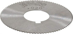 Made in USA - 1-3/4" Diam x 0.02" Blade Thickness x 5/8" Arbor Hole Diam, 90 Tooth Slitting and Slotting Saw - Arbor Connection, Right Hand, Uncoated, High Speed Steel, Concave Ground, Contains Keyway - Americas Industrial Supply