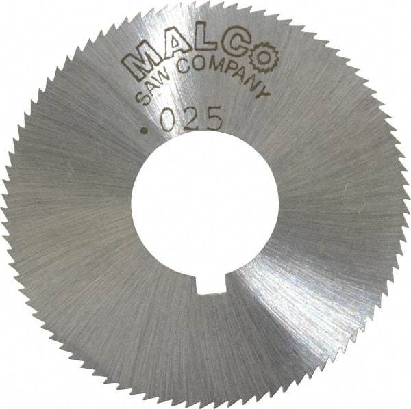 Made in USA - 1-3/4" Diam x 0.025" Blade Thickness x 5/8" Arbor Hole Diam, 90 Tooth Slitting and Slotting Saw - Arbor Connection, Right Hand, Uncoated, High Speed Steel, Concave Ground, Contains Keyway - Americas Industrial Supply