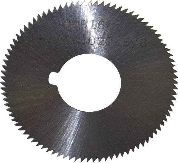 Made in USA - 1-3/4" Diam x 0.028" Blade Thickness x 5/8" Arbor Hole Diam, 90 Tooth Slitting and Slotting Saw - Arbor Connection, Right Hand, Uncoated, High Speed Steel, Concave Ground, Contains Keyway - Americas Industrial Supply