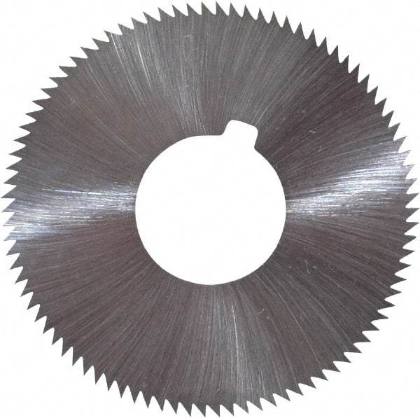 Made in USA - 1-3/4" Diam x 0.032" Blade Thickness x 5/8" Arbor Hole Diam, 90 Tooth Slitting and Slotting Saw - Arbor Connection, Right Hand, Uncoated, High Speed Steel, Concave Ground, Contains Keyway - Americas Industrial Supply